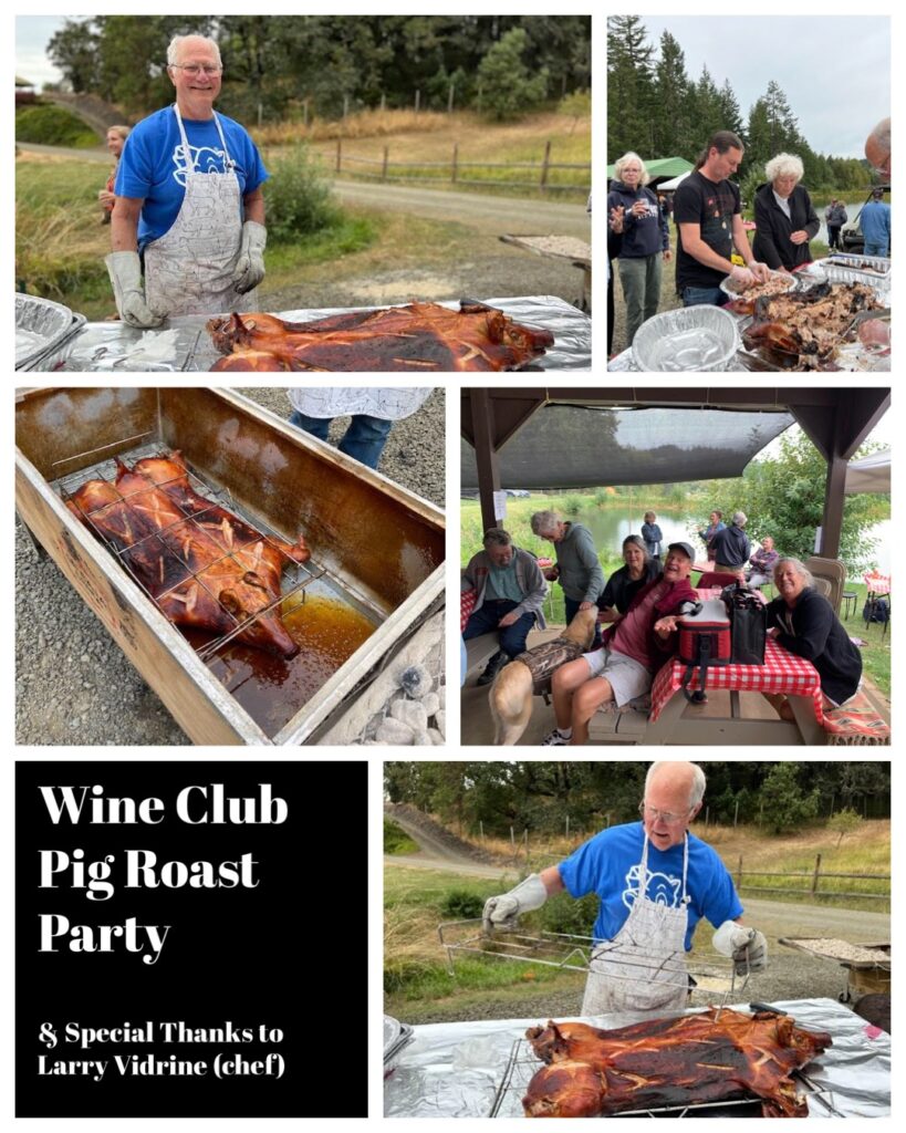 Collage of images from pig roast, thanking Larry Vidrine.