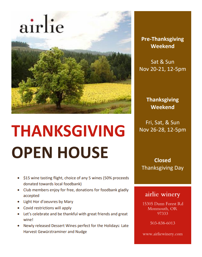 Open House Flyer
November 20, 21, 26, 27 & 28
$15 